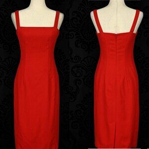 Vintage Red Wool J. CREW Sleeveless Midi Sheath Dress - 6